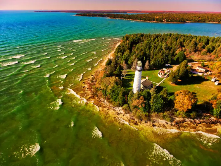 Cana Island Lighthouse on a fall morning.