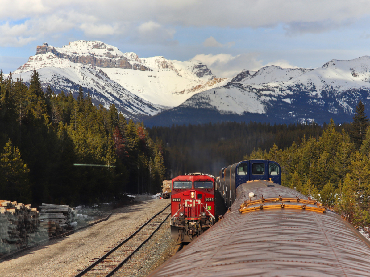 Canadian Pacific Railway with Mountains Passing Rocky Mountaineer First Passage to the West 1