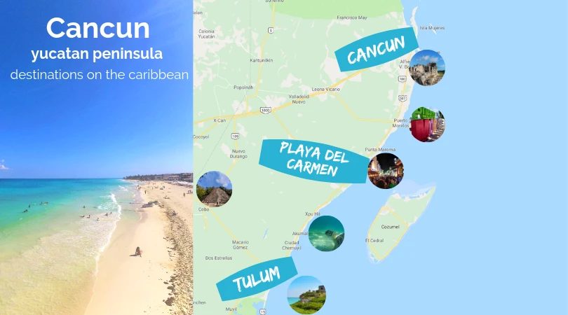 Map of Cancun Mexican vacation destinations