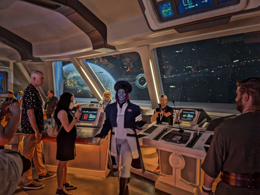 Captain on Command Bridge on Halcyon Spaceship Star Wars Galactic Starcruiser Walt Disney World 2