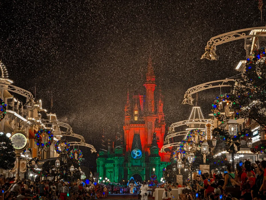 Castle Snow Mickeys Very Merry Christmas Party in Magic Kingdom Walt Disney World Florida 2