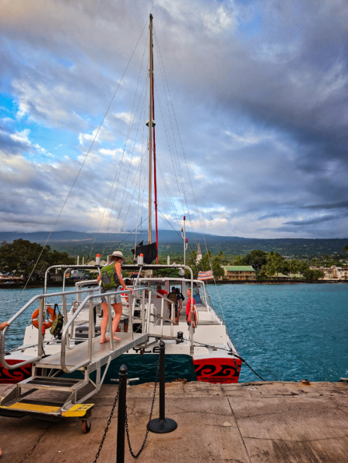 Catamaran for Manta Ray Snorkeling with Kona Style Tours Kailua Kona Big Island Hawaii 2