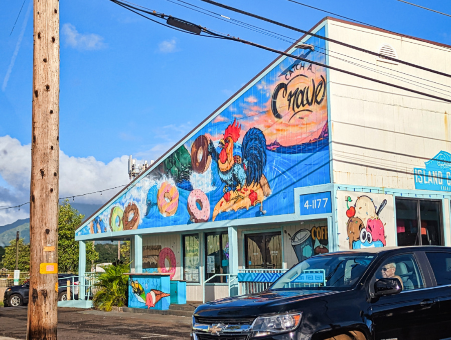 Catch a Crave Rooster Donut Mural in Kapaa Kauai Hawaii 1