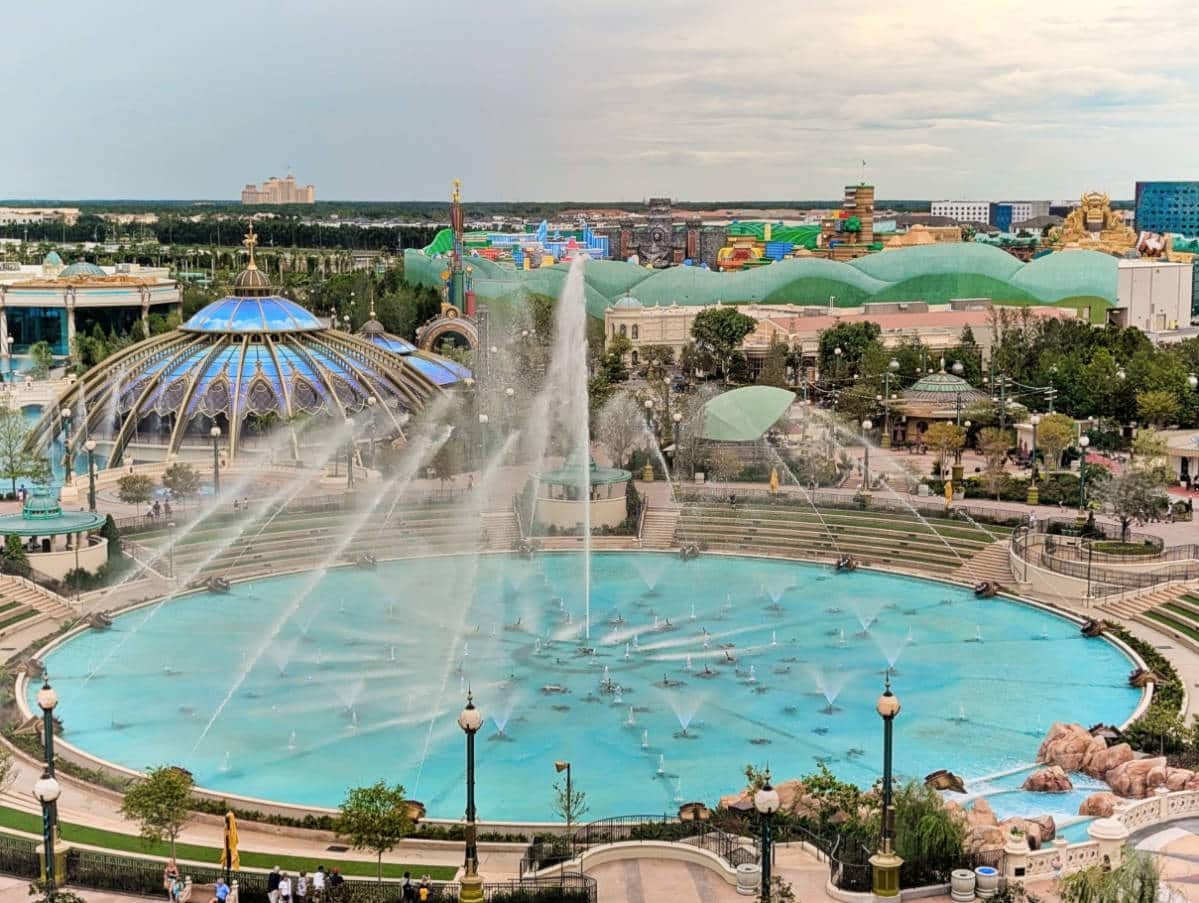 Celestial Park Fountains from Helios Grand Hotel Epic Universe Universal Orlando Resort