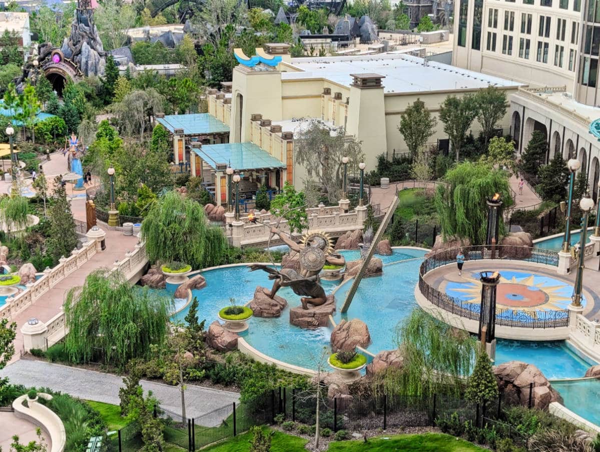 Celestial Park Fountains from Helios Grand Hotel Epic Universe Universal Orlando Resort