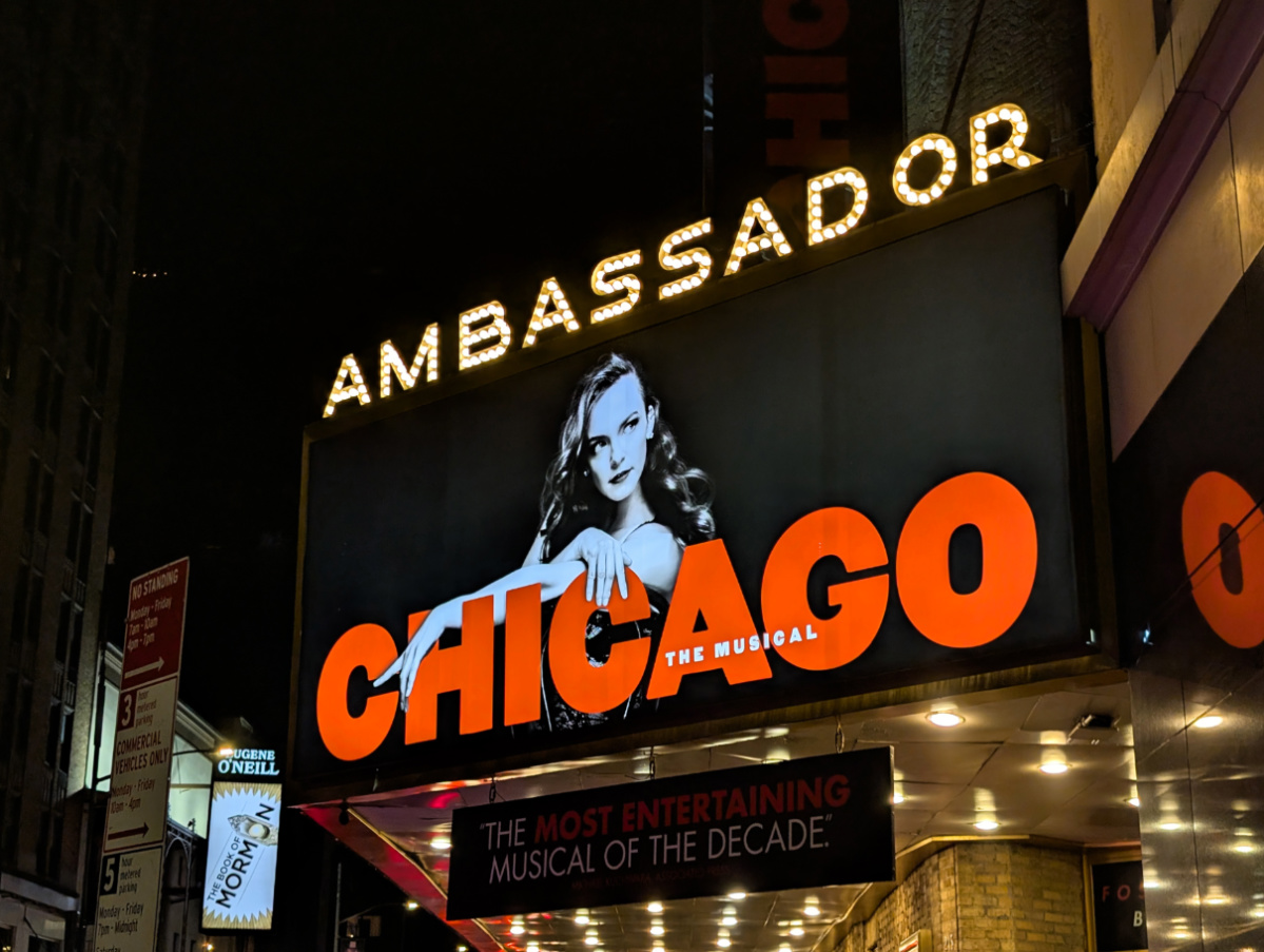 Chicago on Broadway Sign at Ambassador Theater New York City 1