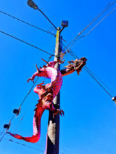 Chinese Painted Dragon with streetlight Chinatown Seattle 1