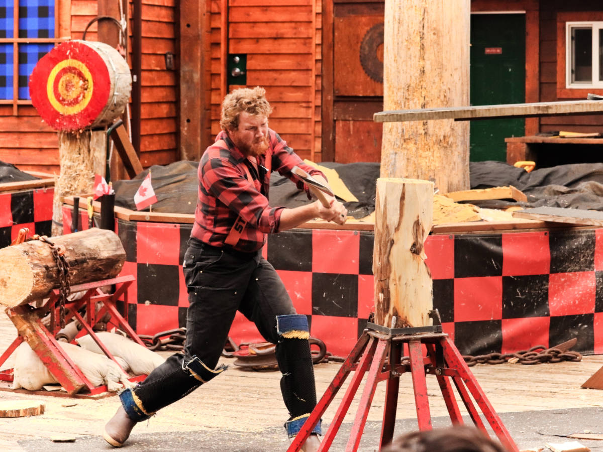 Chopping Wood at Great Alaskan Lumberjack Show Ketchikan Alaska 2