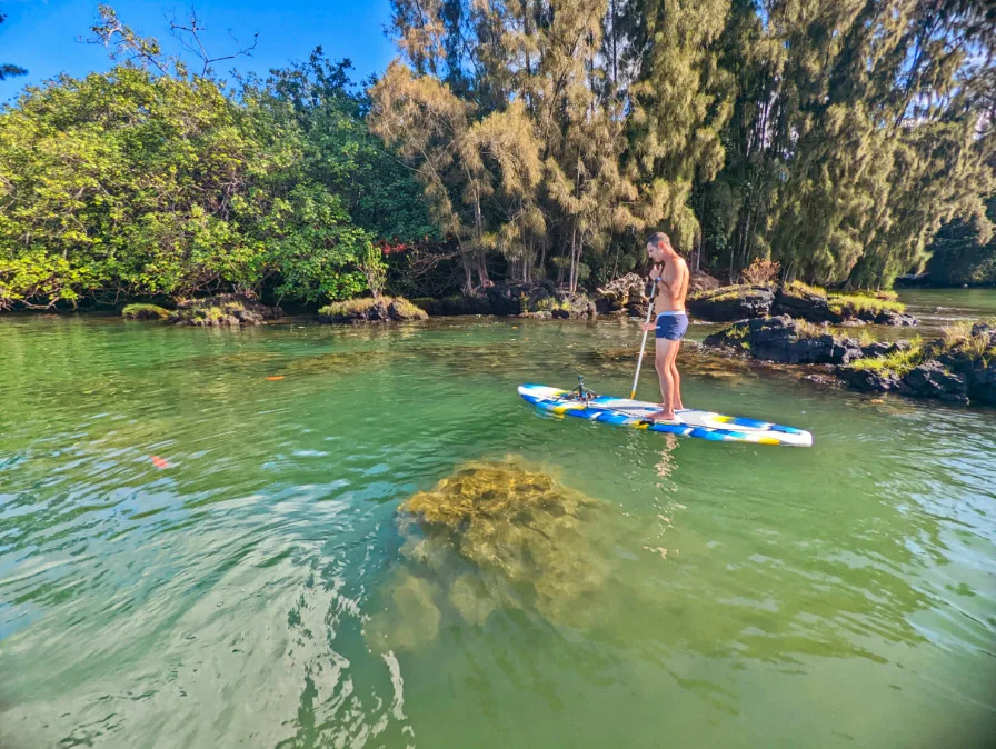 Chris Taylor SUP at Reid's Bay Beach Hilo Big Island Hawaii 5