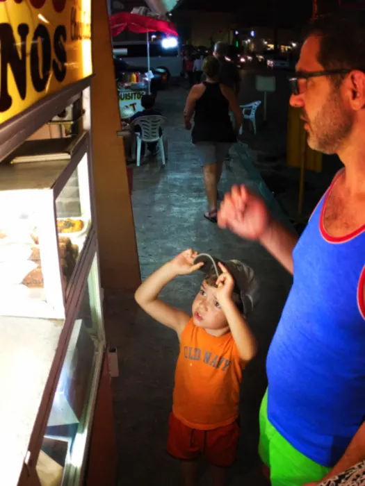 Chris Taylor and LittleMan buying churros Cabo San Lucas 1