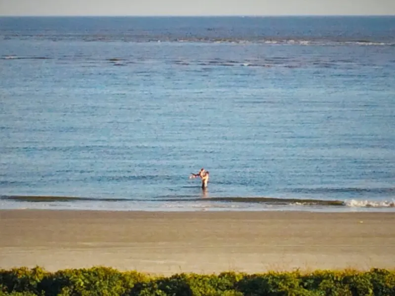 Chris Taylor and LittleMan on Beach at King and Prince Resort St Simons GA 2