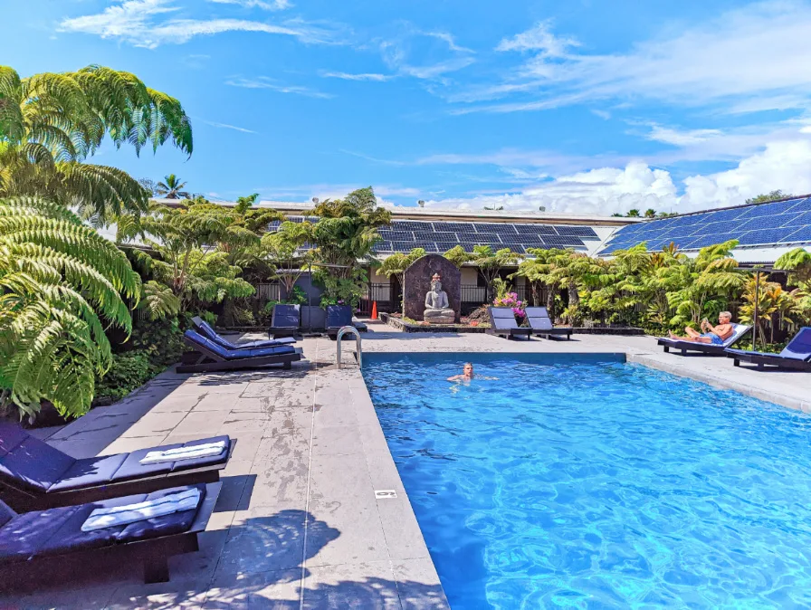 Chris Taylor in Swimming Pool at SCP Hilo Hotel Big Island Hawaii 1