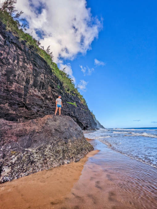Chris Taylor on Hanakapi`ai Beach Na Pali Coast on Kalalau Trail Haena State Park Kauai Hawaii 4
