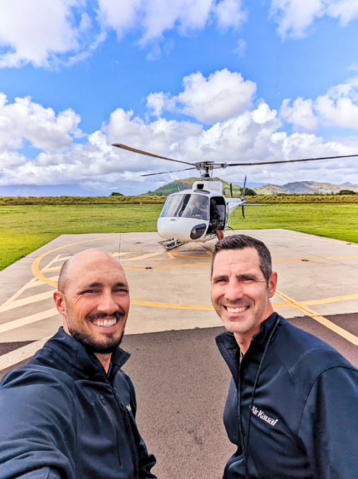 Chris and Rob Taylor Flying with Air Kauai Doors Off Helicopter Tour Kauai Hawaii 1