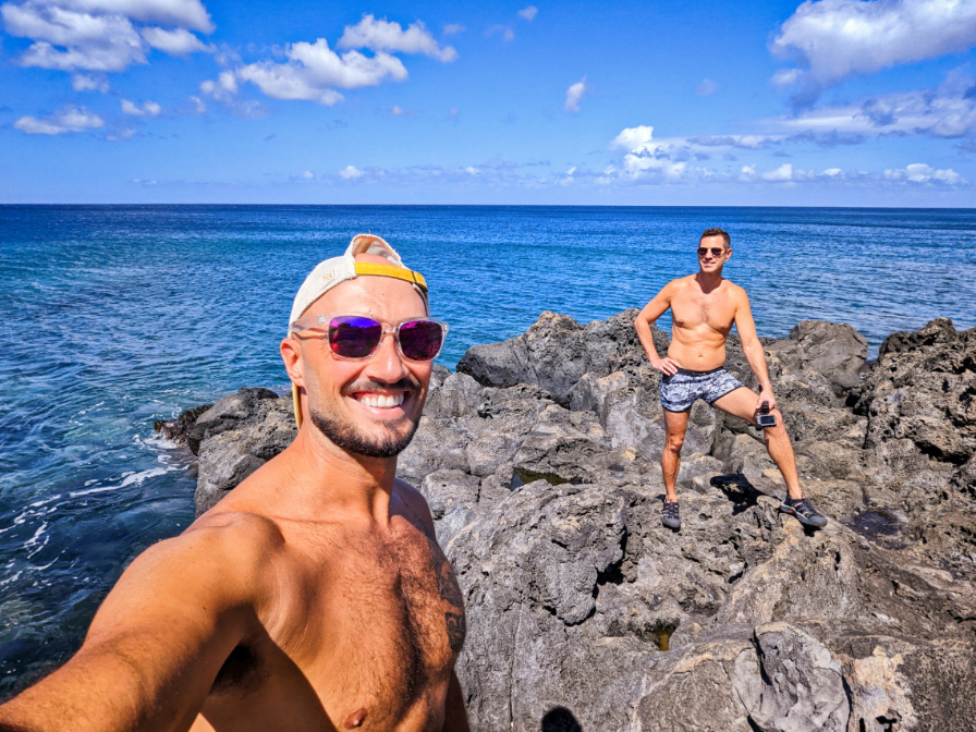 Chris and Rob Taylor at Kapaa Beach Park West Side Big Island Hawaii 2