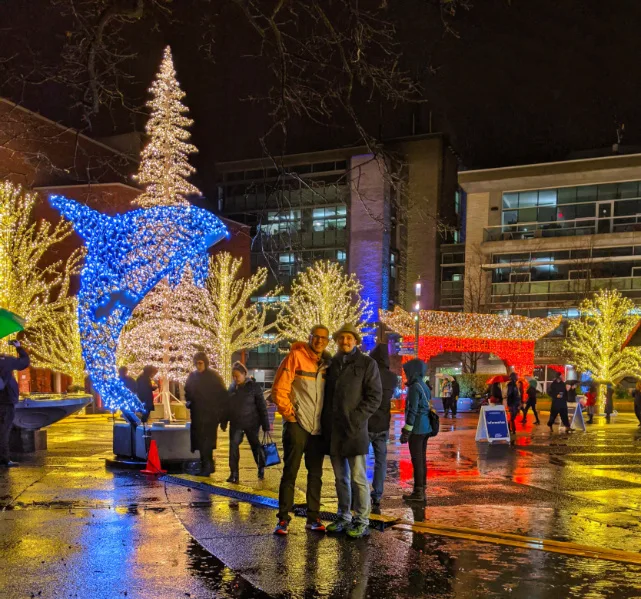 Chris and Rob Taylor at Lights of Wonder Centennial Plaza Christmas lights Victoria BC 1