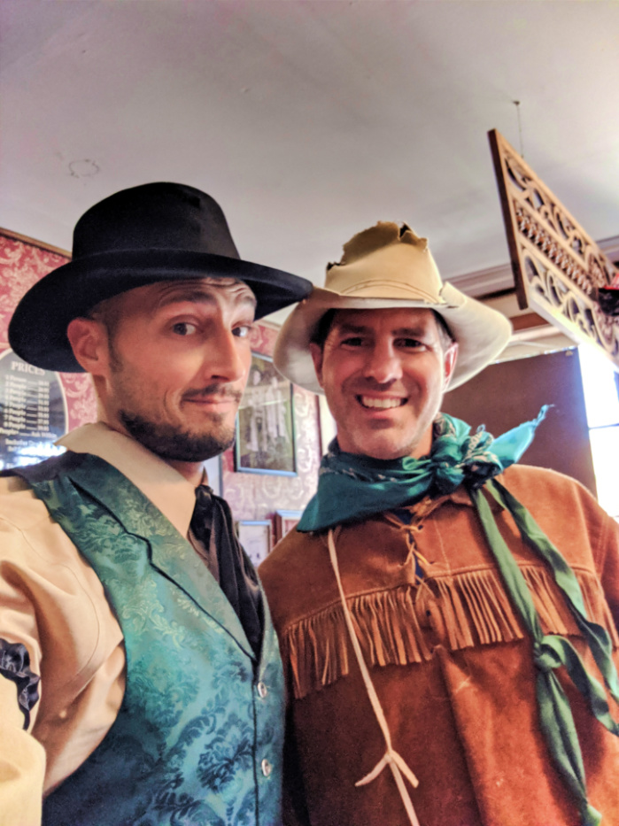 Chris and Rob Taylor dressing in Old time costumes Montana Picture Gallery photo studio Virginia City Montana 2