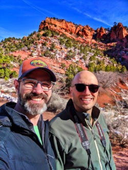 Chris and Rob Taylor hiking Kolob Canyons Zion National Park Utah 1
