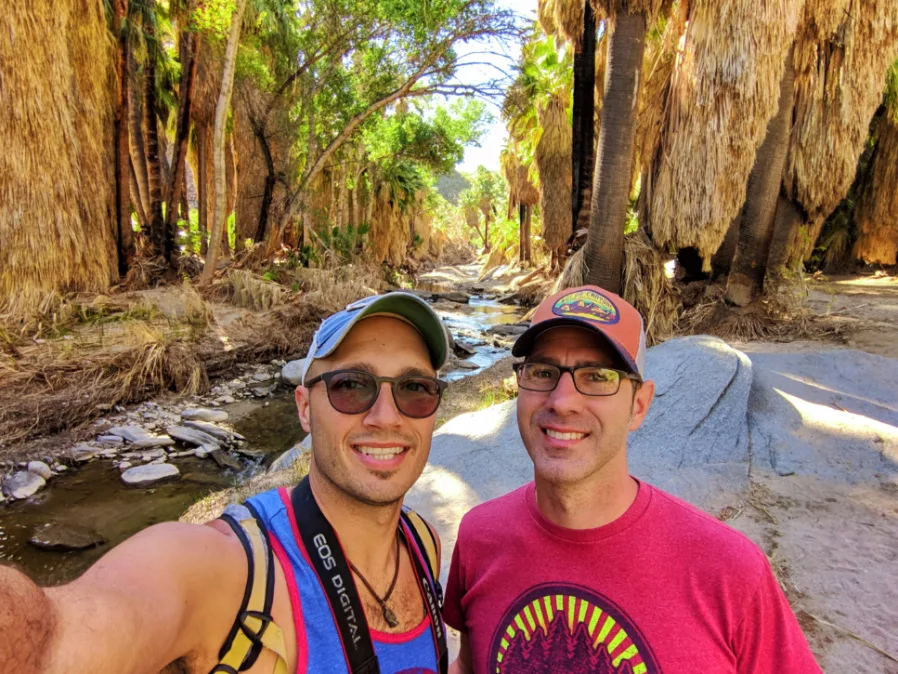 Chris and Rob Taylor hiking at Indian Canyons at Aguas Calientes Palm Springs 2