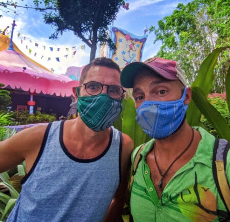 Chris and Rob Taylor in Harry Potter Masks Universal Orlando 2020 1