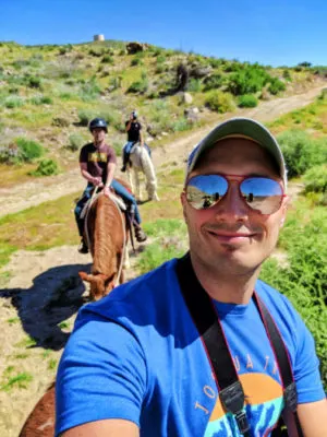 Chris and Rob Taylor on Horses at Crazy Horse Ranch Morongo Valley Palm Springs California 1