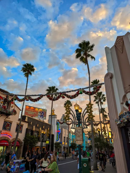 Christmas Decorations on Hollywood Blvd in Hollywood Studios Walt Disney World Florida 1