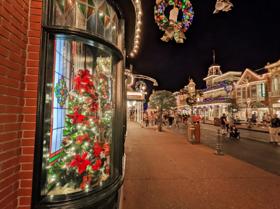 Christmas Decorations on Main Street Magic Kingdom Walt Disney World Florida 1