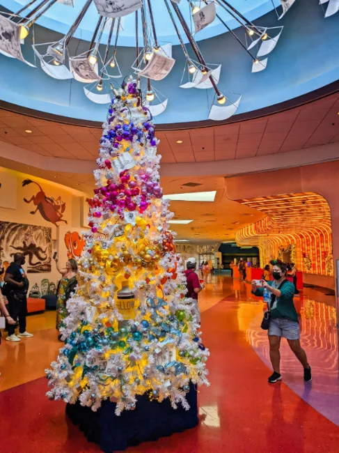 Christmas Tree in Lobby at Art of Animation Resort Walt Disney World Orlando Florida 3