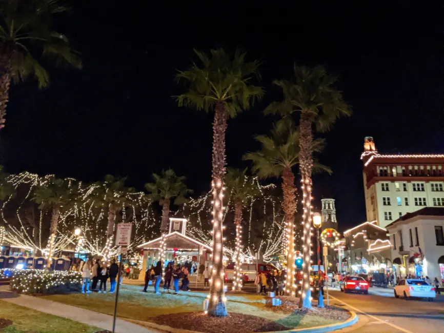 Christmas lights in Plaza at Nights of Lights St Augustine FL 4