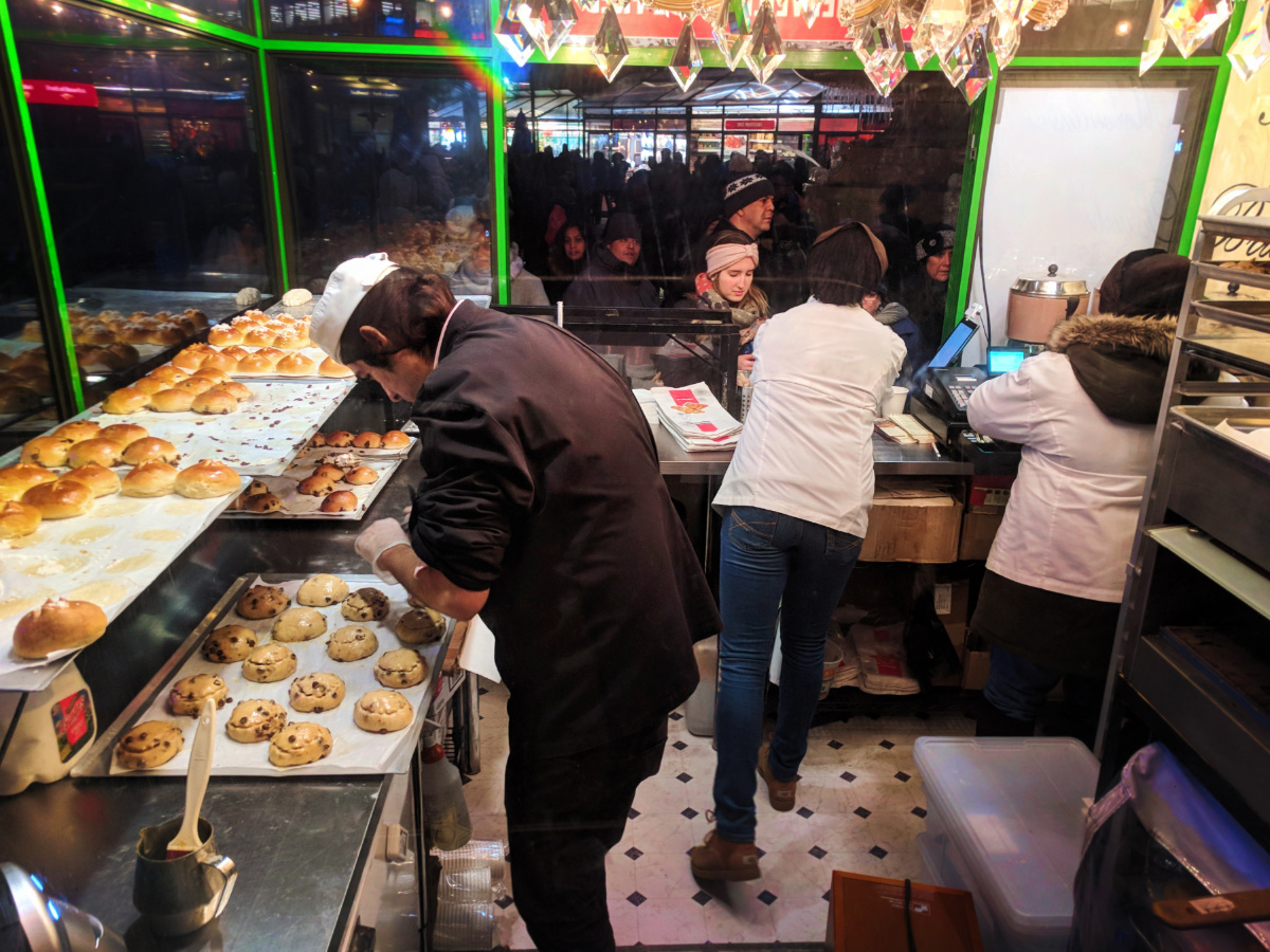 Christmas market bakery at Bryant Park ice rink at Christmas NYC 2