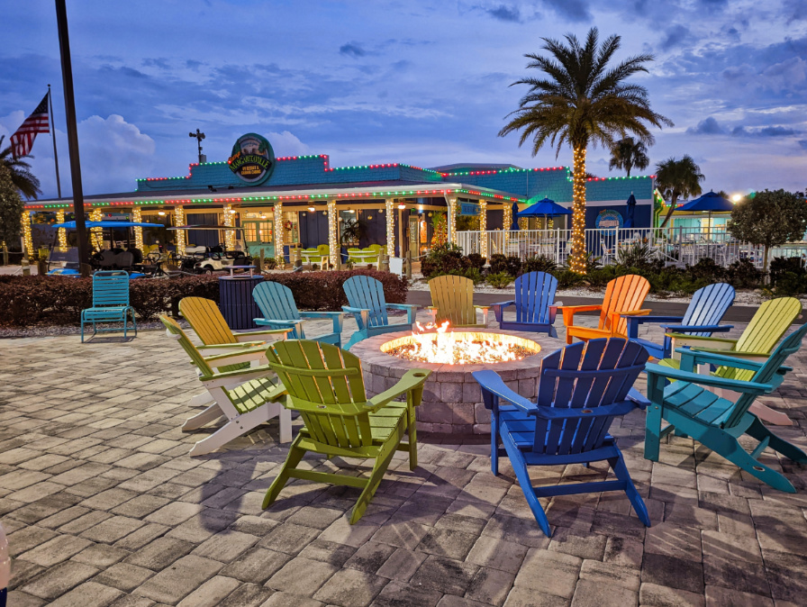 Colorful Camp Chairs at Firepit at Camp Margaritaville Auburndale Central Florida 2