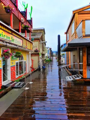 Colorful Fishermans Wharf in the rain Victoria BC 4