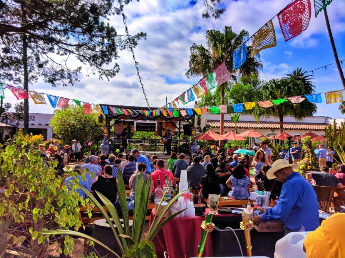 Colorful Mexican flags at Fiesta de Reyes Old Town San Diego California 1