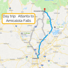 Day trip_ Atlanta to Amicalola Falls map - 2TravelDads