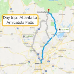 Day trip_ Atlanta to Amicalola Falls map