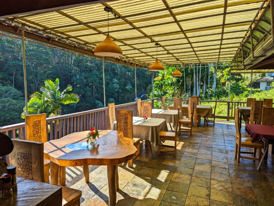Dining Deck at the Inn at Kulaniapia Falls Hilo Big Island Hawaii 1