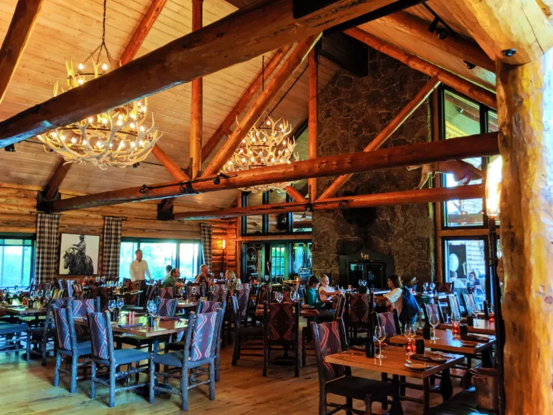 Dining Room Horn and Cantle at Lone Mountain Ranch Big Sky Montana 1