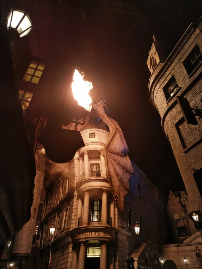 Dragon Fire Diagon Alley Universal Studios Florida Orlando Empty at night 3