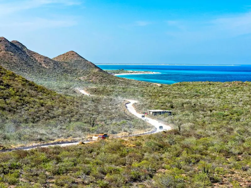 Driving into Cabo Pulmo National Park Baja California Sur