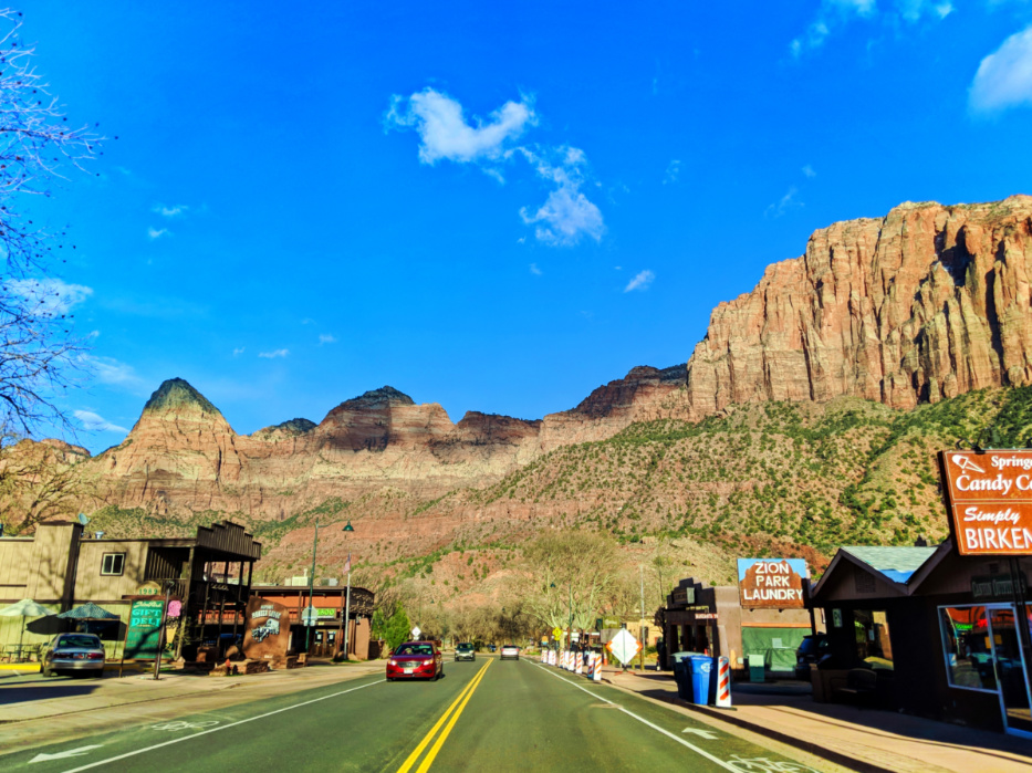 Driving into Zion Canyon Springdale Utah 1