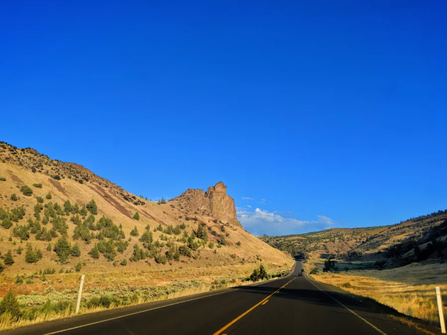 Driving the road through Ochoco National Forest near Mitchell Oregon 3