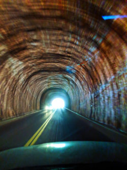 Driving through Zion Mt Carmel Tunnel Zion National Park Utah 1