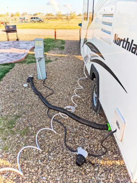 Emptying Gray and Black Water from Camper Trailer Amarillo Texas Cross Country relocation 2020 2