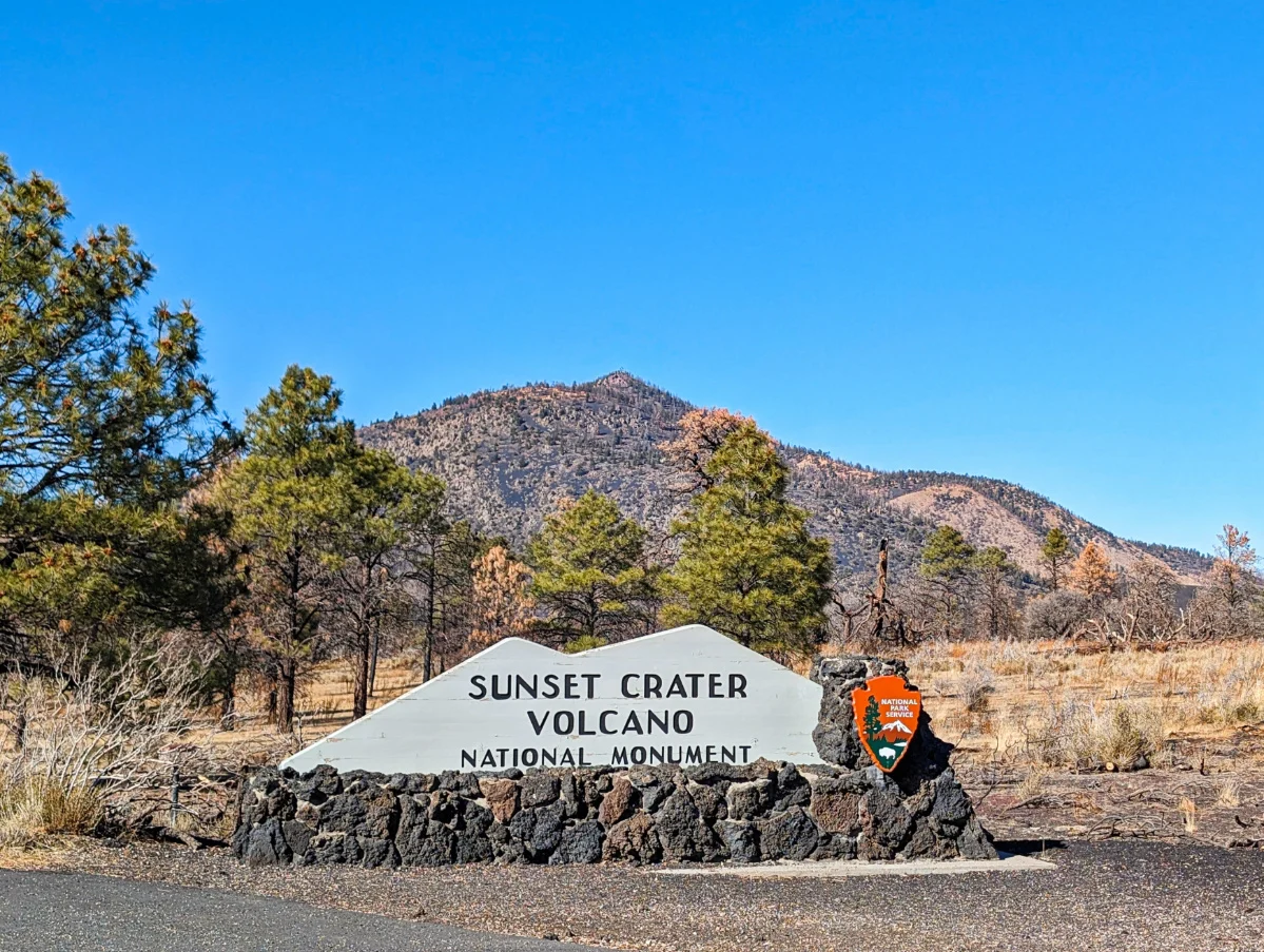 Entrance SIgn at Sunset Crater Volcano National Monument Arizona 1