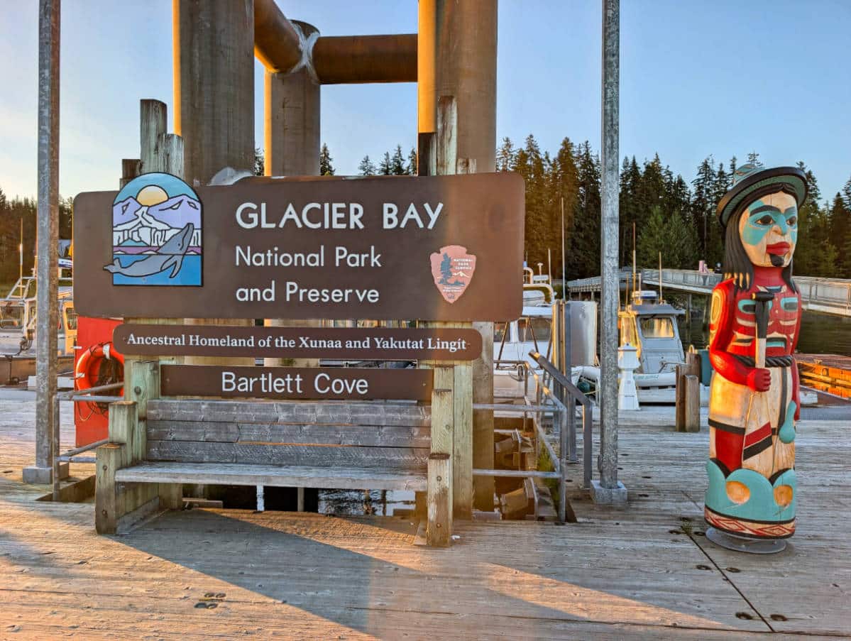 Entrance Sign on dock at Glacier Bay National Park Gustavus Alaska 1