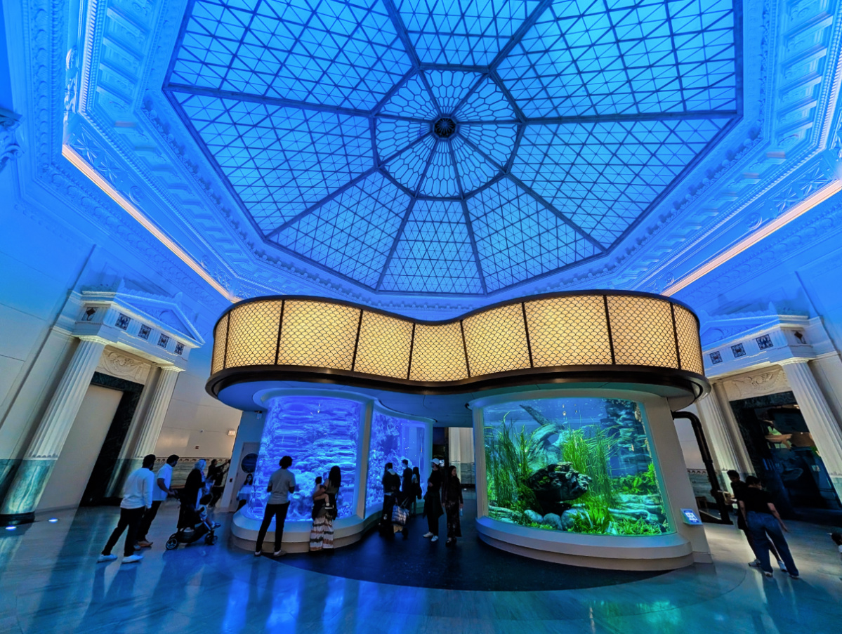 Entrance exhibit at Shedd Aquarium Museum District Chicago Illinois 1