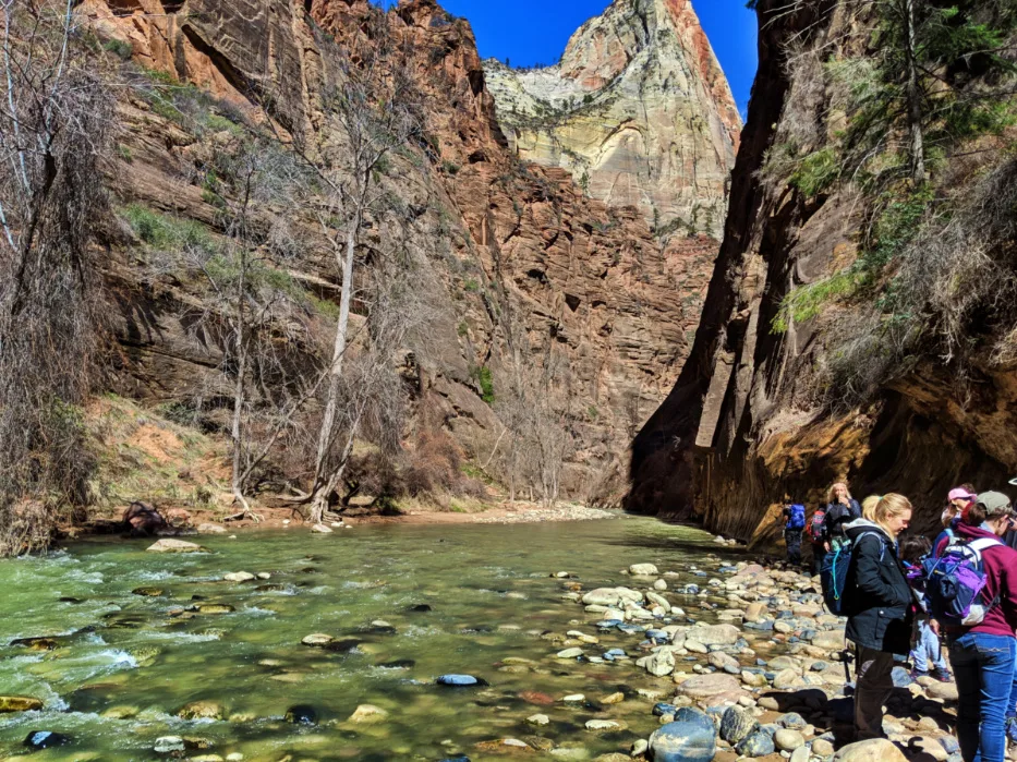 Entrance to the Narrows Virgin River flowing through Zion National Park Utah 4