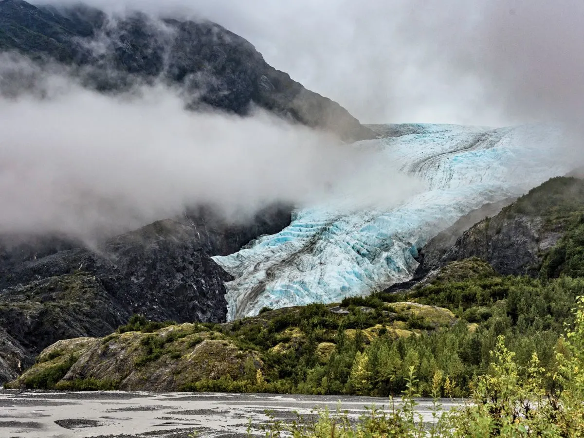 Exit Glacier in 2004 from Campground at Kenai Fjords National Park Alaska 1