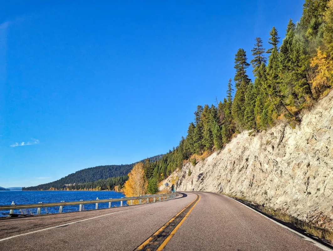 Fall Colors along Flathead Lake highway in Bigfork Montana Glacier Country 1