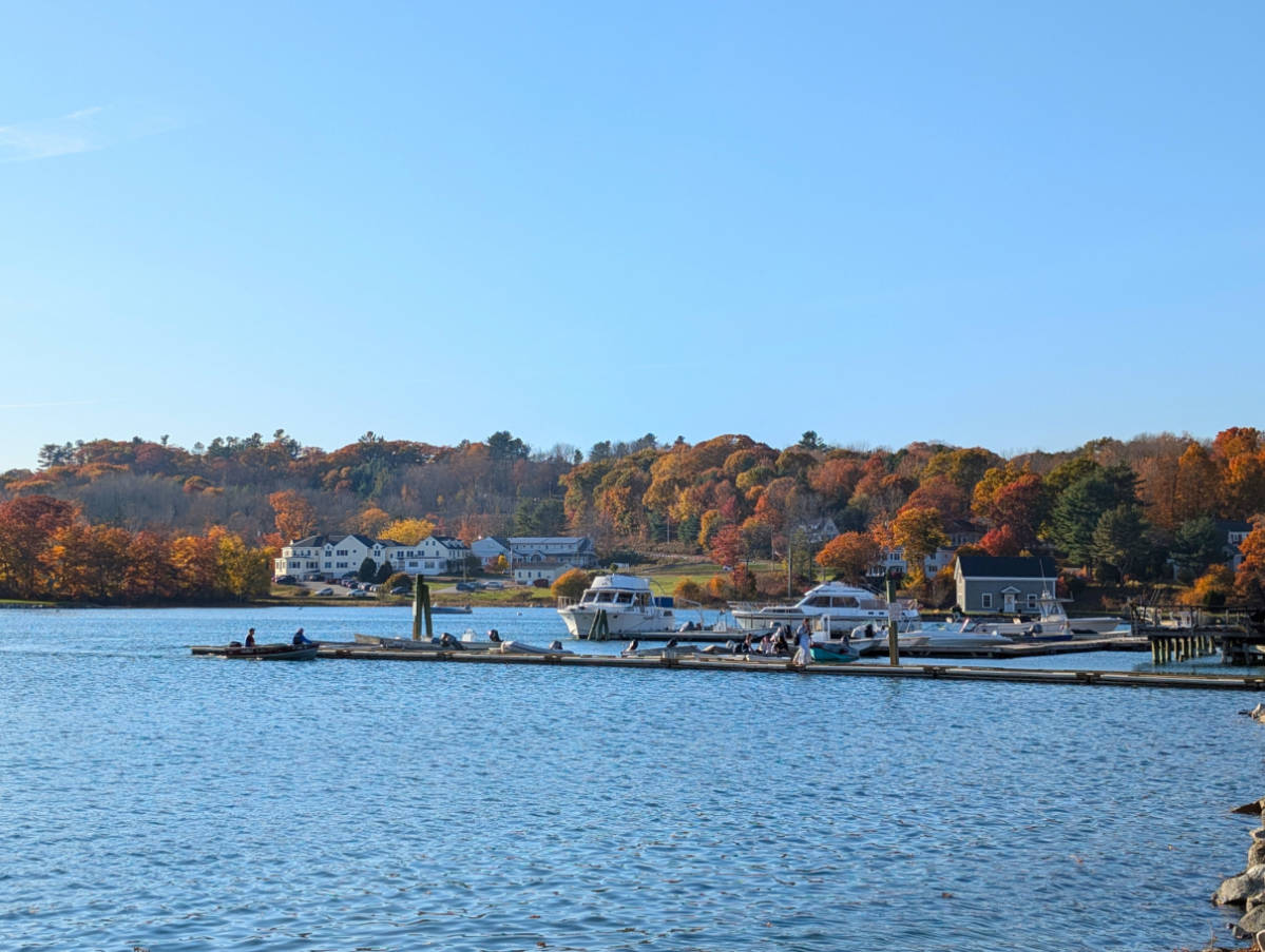 Fall Colors on Damariscotta Bay at the mouth of the river Damariscotta MidCoast Maine